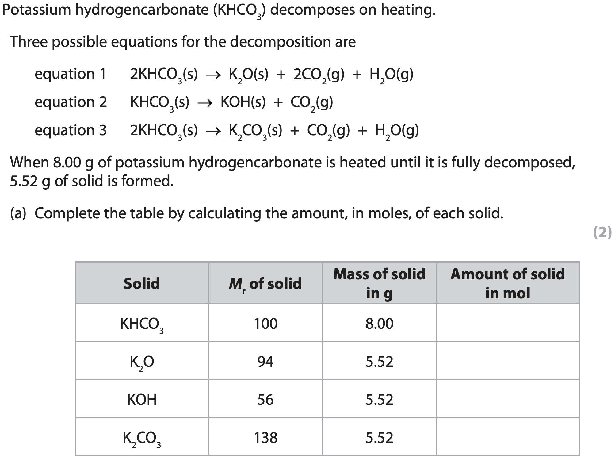 Chemistry Igcse Chemical Formulae Equations Calculations