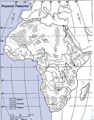 africa physical features blank map