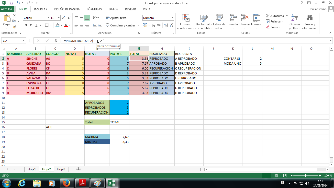 FUNCION ESTADISTICA | Note