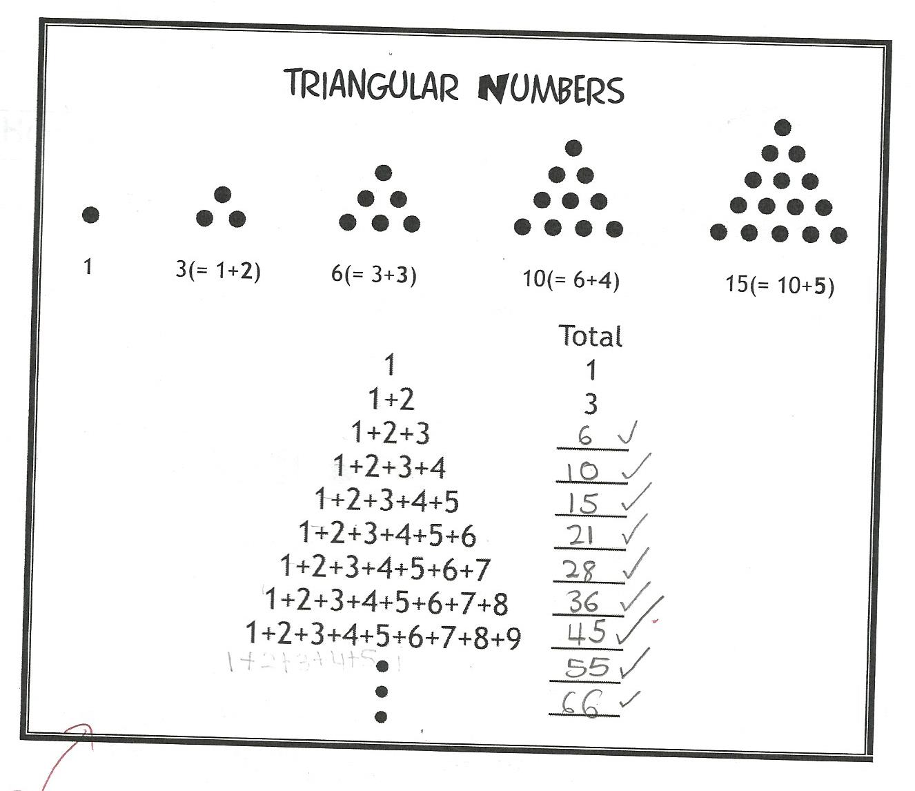 Numeracy Triangular numbers info sheet Worksheet PrimaryLeap.co.uk