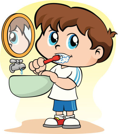 Niño de dibujos animados cepillarse los dientes  Vector Gratis