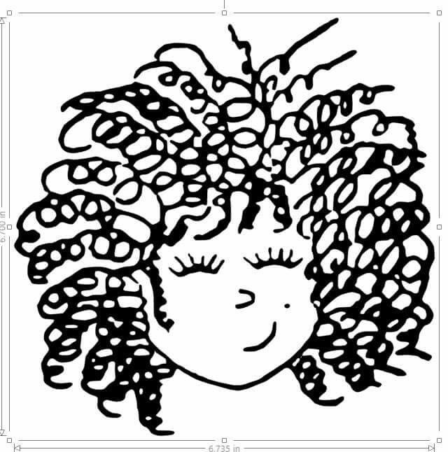 curly hair clipart black and white
