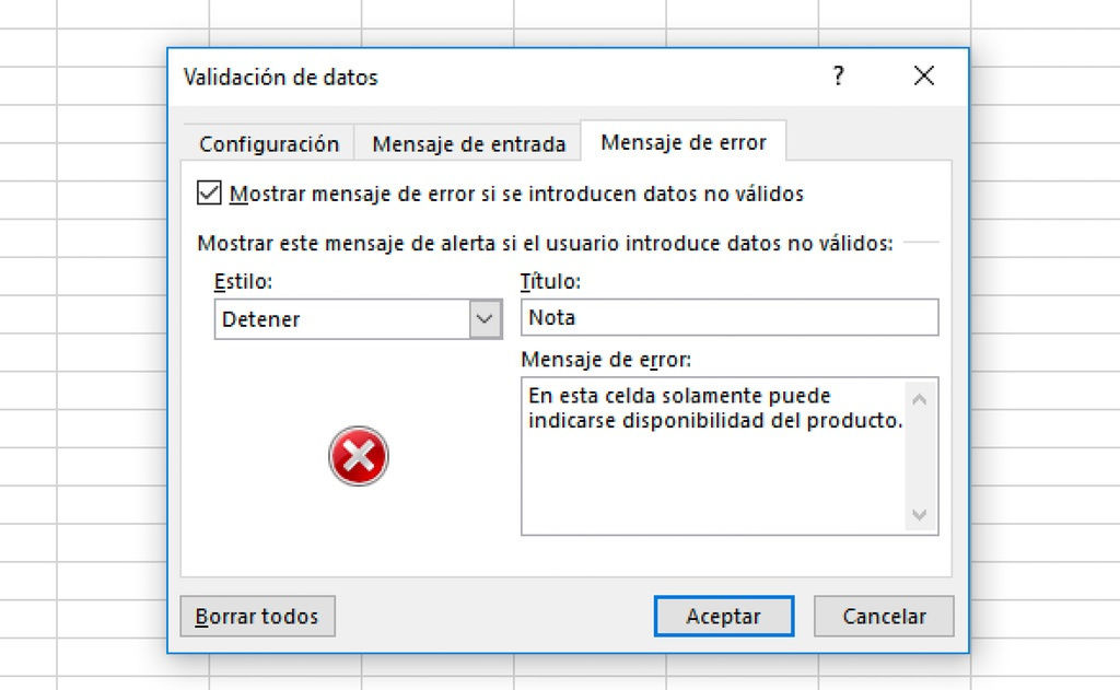 Mensajes De Error En Excel Flashcards 7496