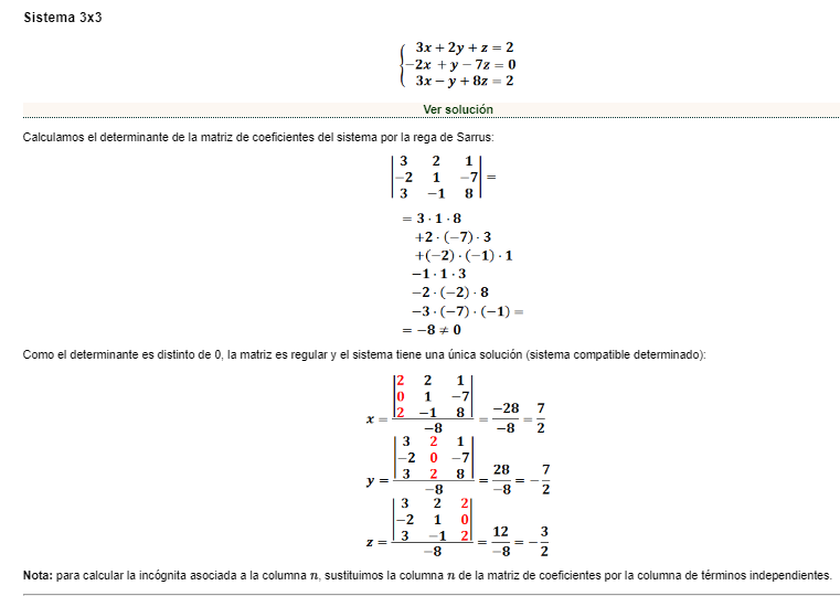Soluci N De Un Sistema De Ecuaciones Lineales Por Medio De La Regla De