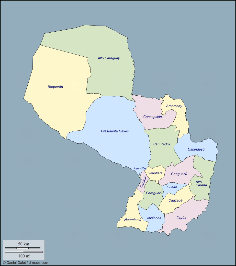 Mapa Politico Del Paraguay Departamentos Y Capitales Kulturaupice