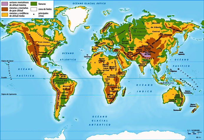 Geografía Del Mundo Actual Planisferio Físico 4683