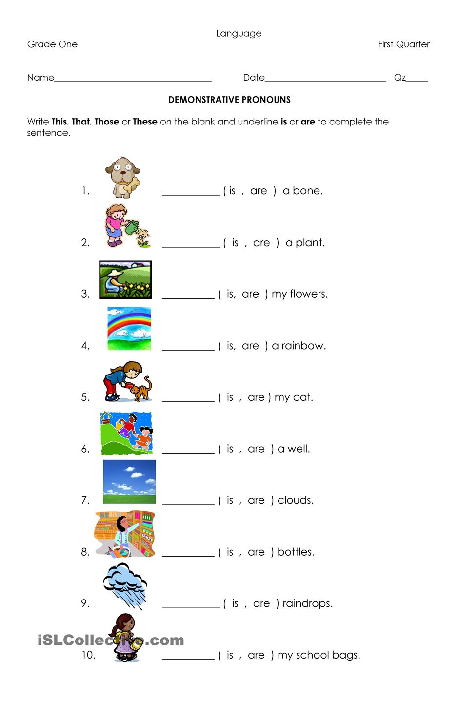 worksheets first grade for printable adjective Examples  The www.imgkid.com  Pronouns   Demonstrative